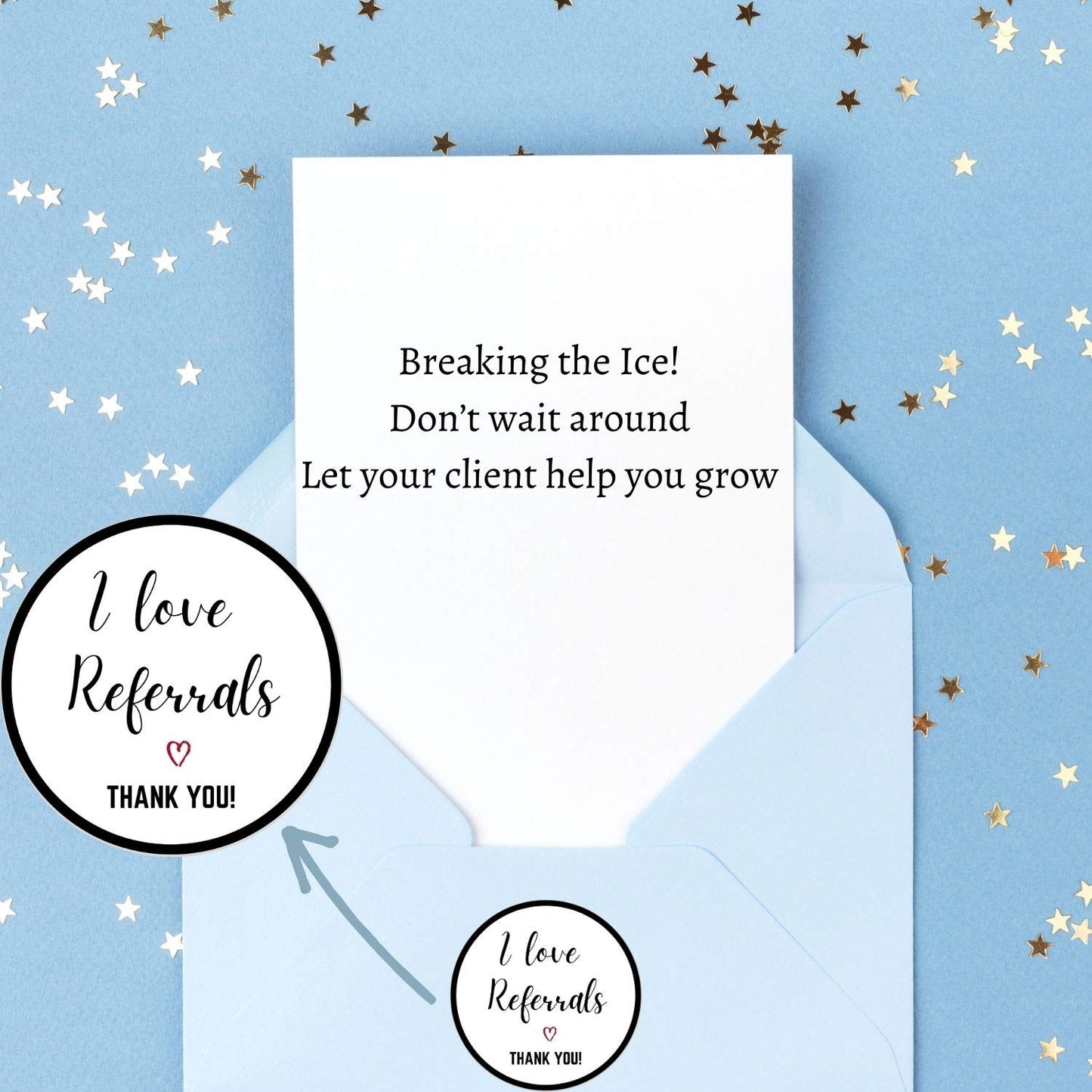 Mobiusea Creation I Love Referrals Stickers Roll | Thank You | 1.5 inch | Waterproof | 500 Labels for Real Estate Agent Supplies, Realtor Supplies, Salon, Small Business Mailer Seal Stickers