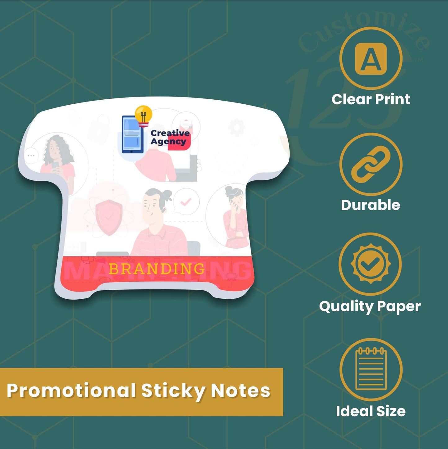 Telephone Shaped Sticky Notes with Text and Logo, Customized Note Pads, to Do List Memo Pads, Adhesive Notepad, 25 Sheets per pad, for Office, School, Business Marketing or Party Supplies 1,000 Qty.