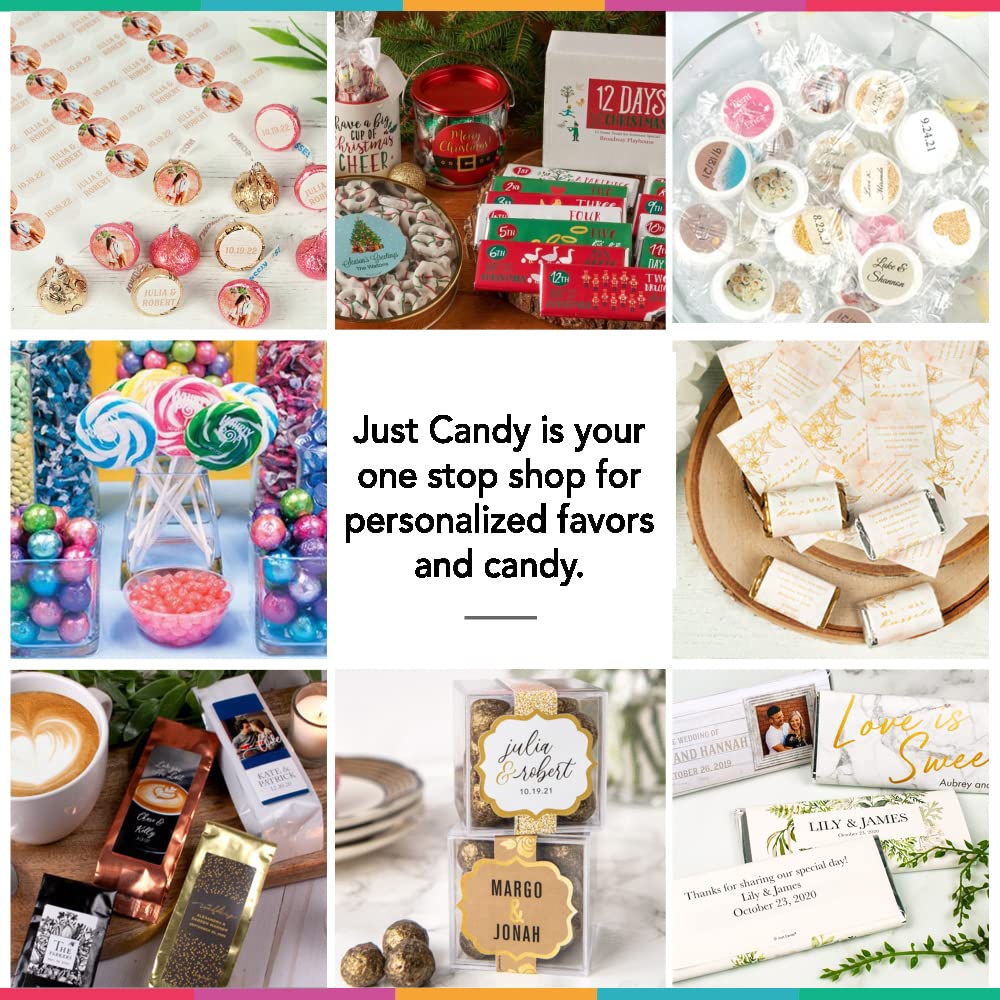 500 Promotional Items Branded Logo Candy Personalized Miniatures, Custom Printed Wrappers and Mini Chocolate Bars (500 Count) - Image: 0.9h x 1.46w in or 64h x 105w px
