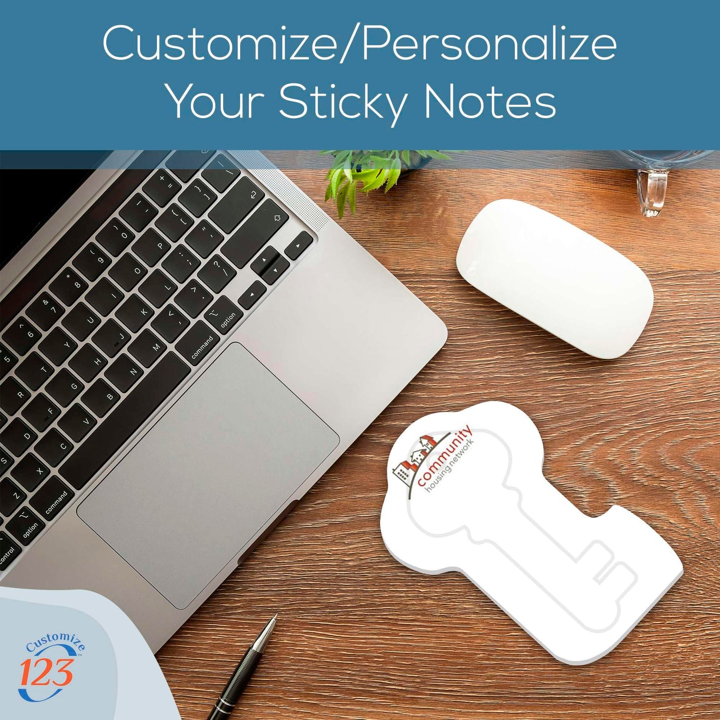 Key Shaped Sticky Notes with Text and Logo, Customized Note Pads, to Do List Memo Pads, Adhesive Notepad, 25 Sheets per pad, for Office, School, Business Marketing or Party Supplies 1,000 Qty