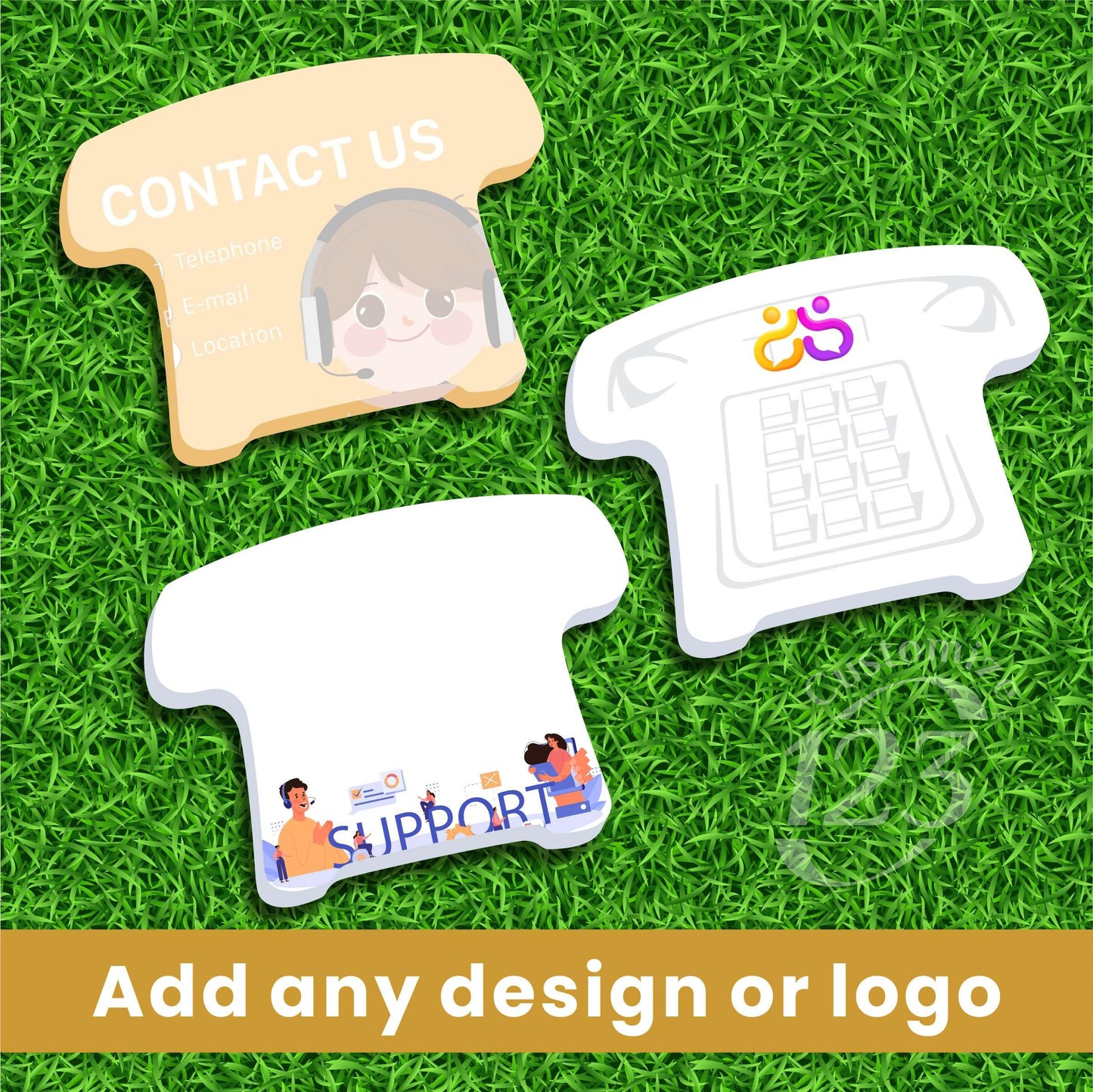 Telephone Shaped Sticky Notes with Text and Logo, Customized Note Pads, to Do List Memo Pads, Adhesive Notepad, 25 Sheets per pad, for Office, School, Business Marketing or Party Supplies 1,000 Qty.