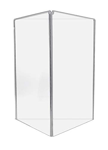 20 Pack Sign Holder Vertical Three Sided Table Tent Holds 8.5" x 11" in Each Panel Restaurant Menu Ad Display Stand Tabletop Clear Acrylic for Bars Coffee Shops and Cafes by Marketing Holders