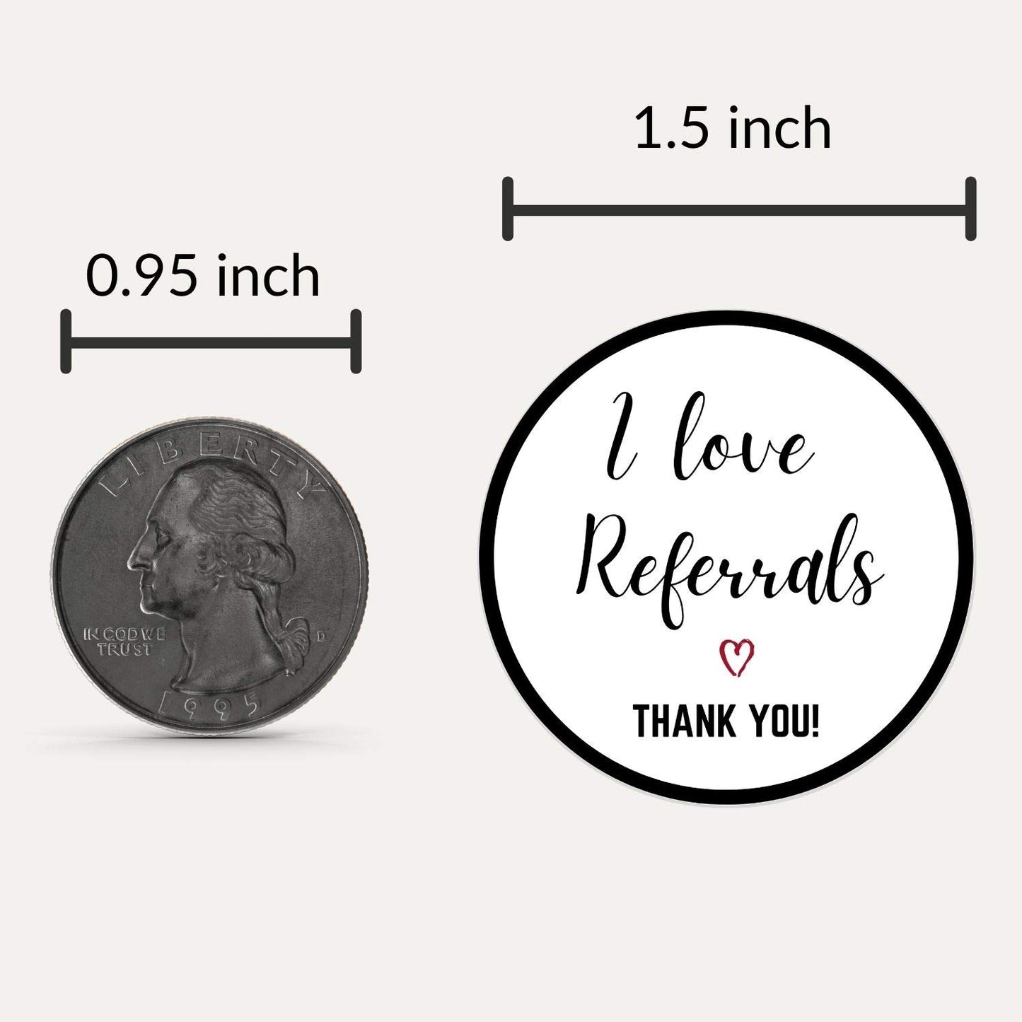 Mobiusea Creation I Love Referrals Stickers Roll | Thank You | 1.5 inch | Waterproof | 500 Labels for Real Estate Agent Supplies, Realtor Supplies, Salon, Small Business Mailer Seal Stickers