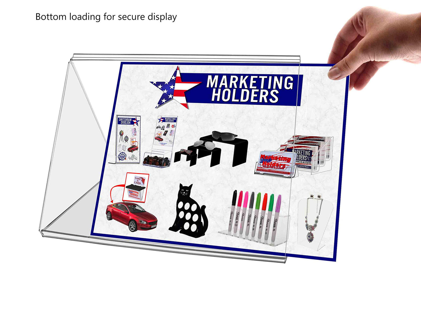 20 Pack Sign Holder Vertical Three Sided Table Tent Holds 8.5" x 11" in Each Panel Restaurant Menu Ad Display Stand Tabletop Clear Acrylic for Bars Coffee Shops and Cafes by Marketing Holders